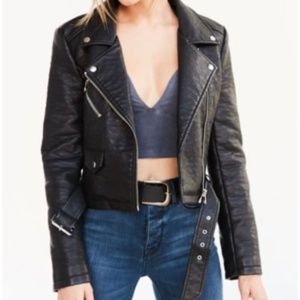 Urban Outfitters - Silence + Noise Pebbled Belted Biker Jacket - XS